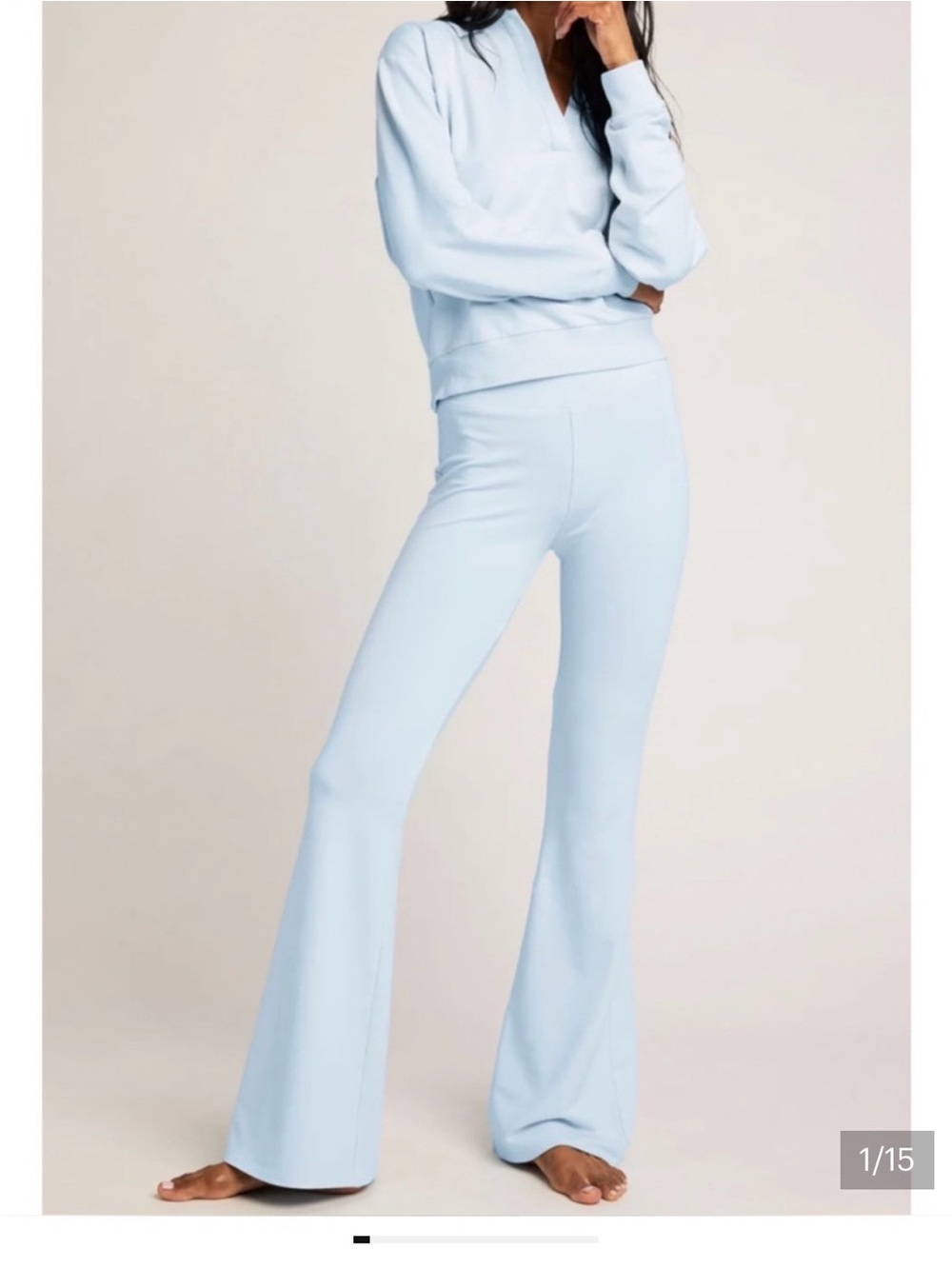 NEGATIVE | Club Pullover and Flare Pant Set in Glacier Blue, Size XS